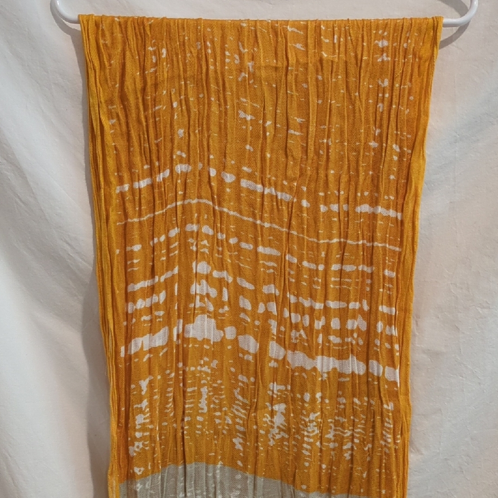 Light Taupe And Deep Gold Abstract Pattern Soft Woven Long Scarf 22 X 68"